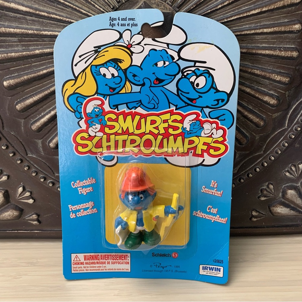 Vintage 1995 Smurfs Architect Smurf  Irwin Peyo 2" Schleich